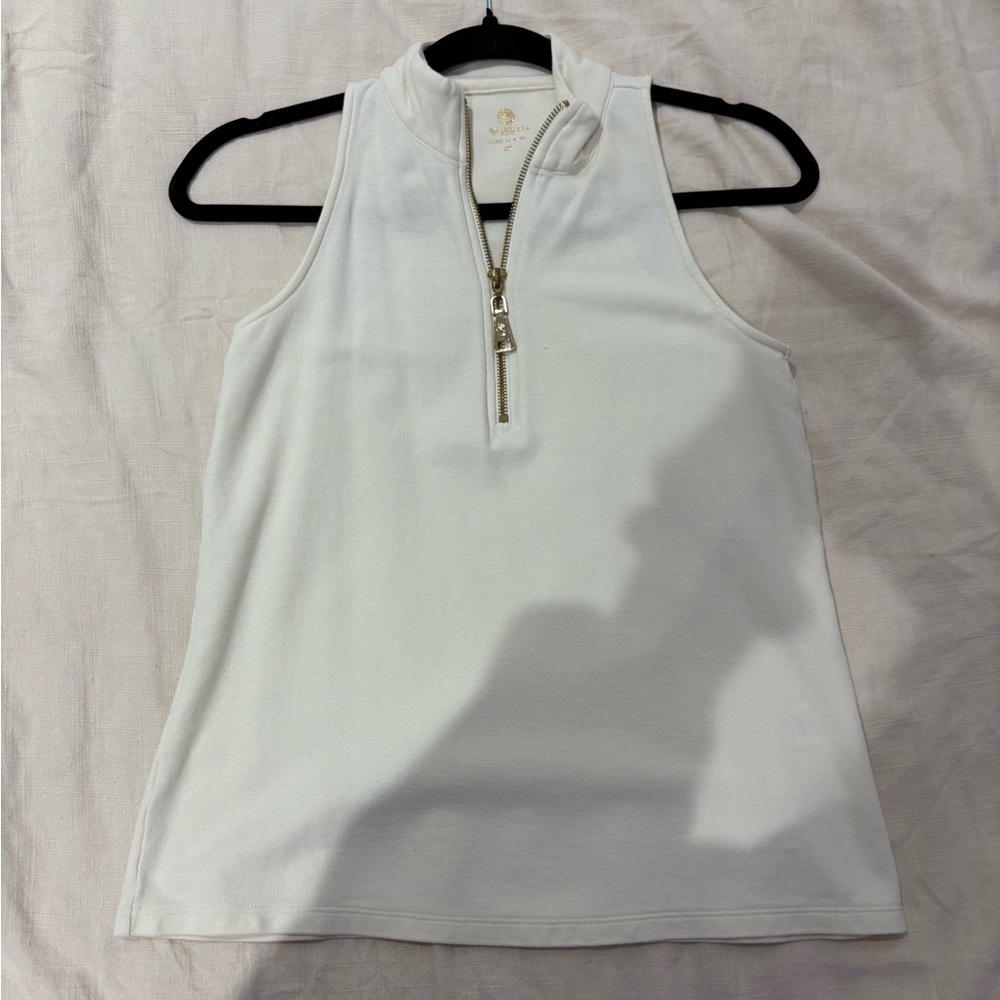 Spartina 449 Keira Zip Tank Pearl White